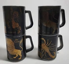 4 Vtg Federal Zodiac Sign Coffee Cups Mugs Leo Taurus Scorpio Gemini Horoscope