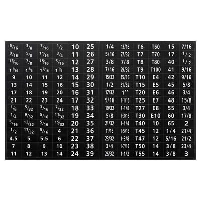 4 Sets 180 Tool Box Labels Wrench Size Stickers for Tool Organization Black