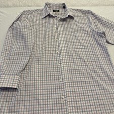 Chaps Comfort Stretch Wrinkle Free Regular Fit 16 1/2 3233 White Plaid Shirt