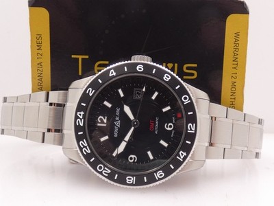 MONTBLANC 1858 GMT SCHWARZ 129615 NEW BOX PAPERS&STICKERS MAR 2026 AUTOMATIK WATCH