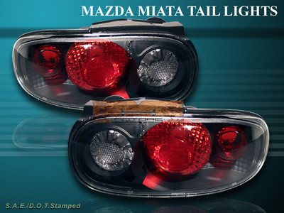 1990-1997 MAZDA MIATA MX5 MX-5 BLACK TAIL LIGHTS CLEAR BRAND NEW