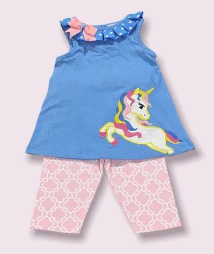 Rare Editions Blue Pink Unicorn Leggings Set  3-6 6-9 12 18 24 Months - Picture 1 of 1