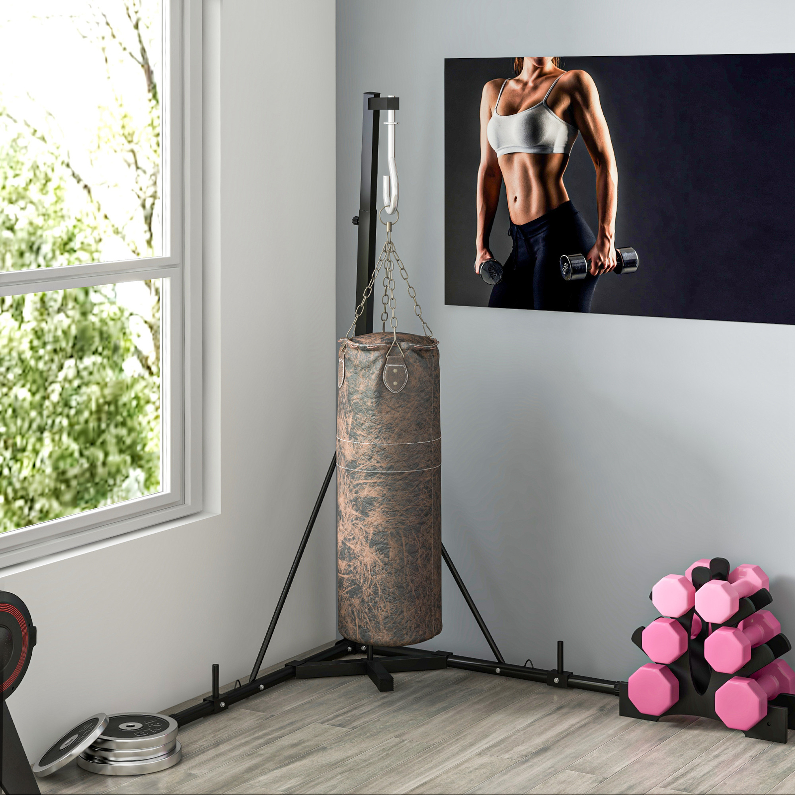 Foldable and Height Adjustable Punch Bag Stand for Heavy Bag and Speed