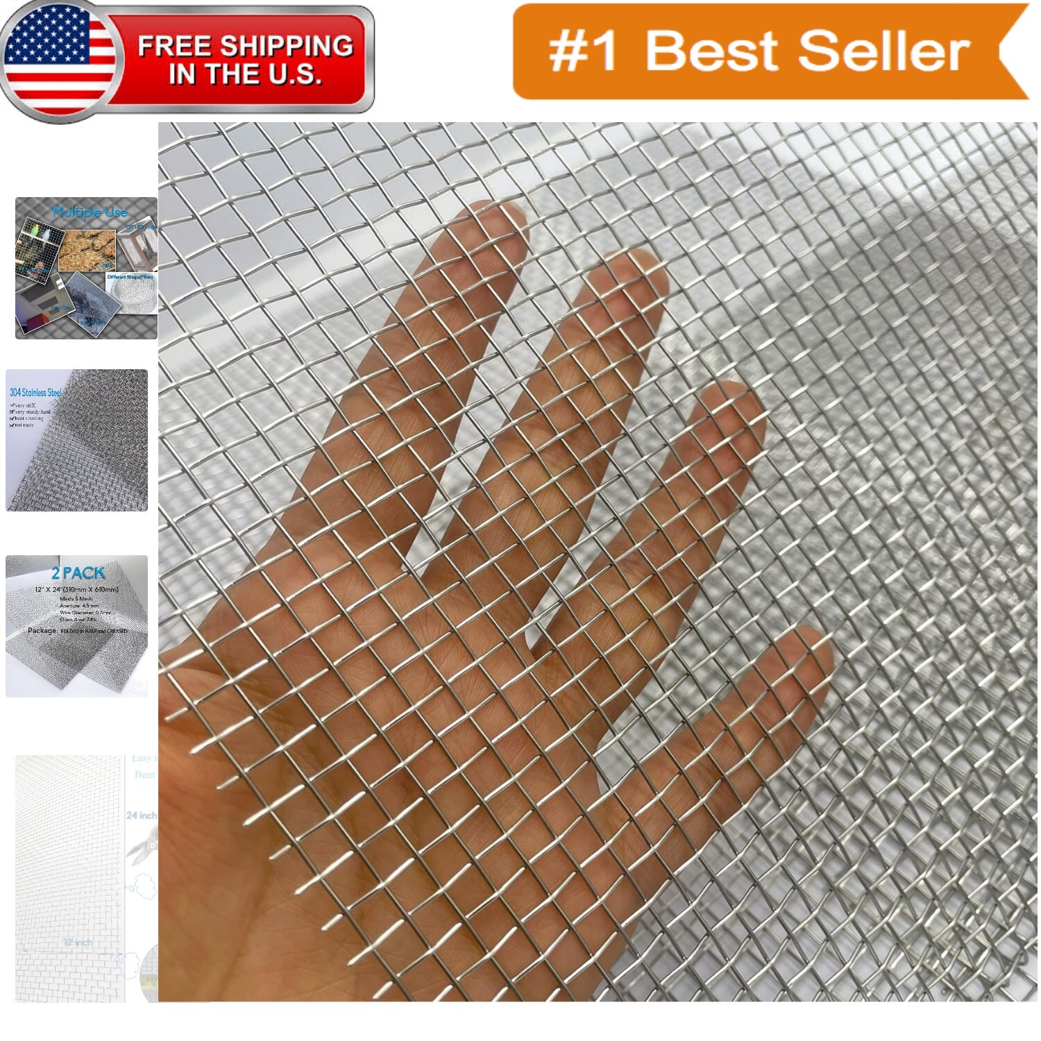 Durable 12” x 24” Stainless Steel Wire Mesh, Perfect for Outdoor Applications