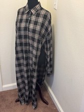 Fashion Nova Paris 89 Plaid Maxi Shirt Top Side Slits M