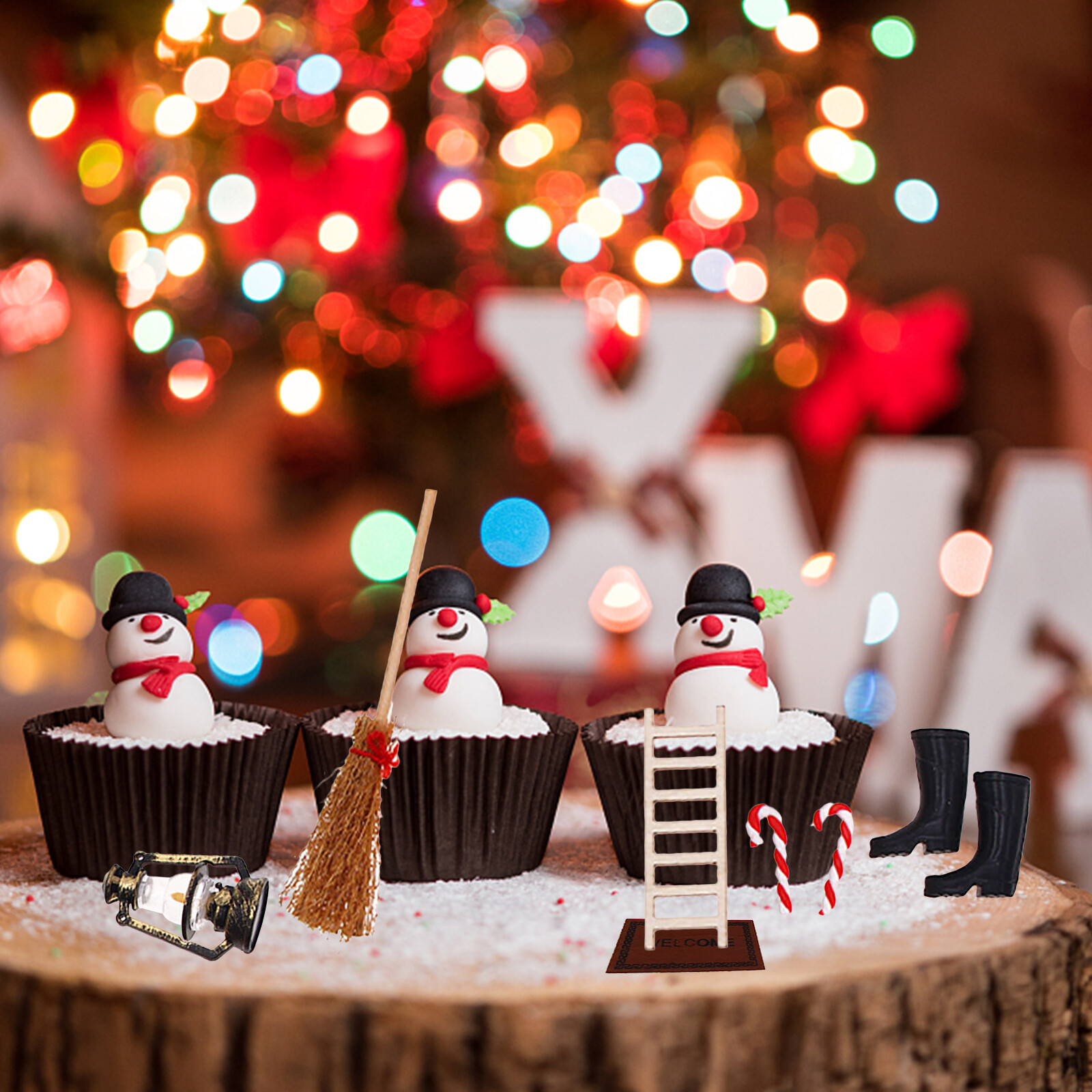 Dollhouse Decorations 9 Pieces Christmas Dollhouse Accessories 1/12