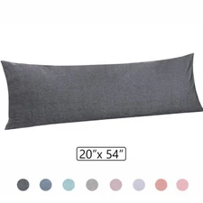 Soft Body Pillow Cover 20 x 54 Long Bedding Pillowcase Cover Washed Cotton