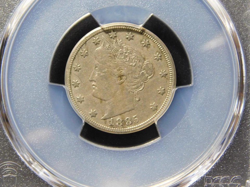 VINTAGE US COINS PCGS GOLD SHIELD 1885 LIBERTY V NICKEL VF30 - Image 3 of 4