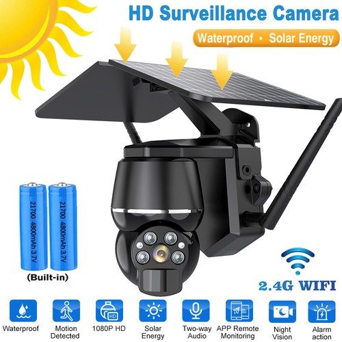 1080P HD Wireless Solar Power WiFi Outdoor Home Security IP Camera Night Vision