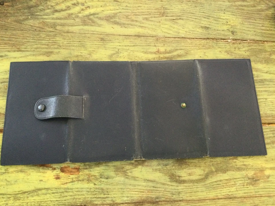 Estuche de álbum de fotos plegable de cuero azul marino/rojo vintage Foto 4 de 4