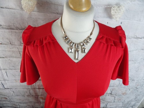 Vintage 70s maxi dress 8 10 petite P bust 34" red elegant party flattering long - Picture 4 of 8
