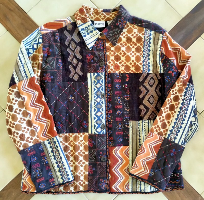 CHICO'S Textured African Patchwork Lined Cotton B… - image 5