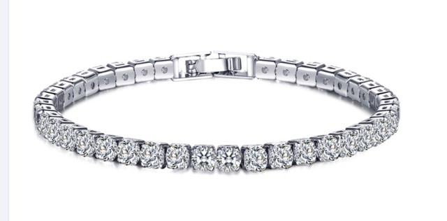 Brilliant Cut Zircon Cubic Black 925 Silver 2 MM Tennis Bracelet