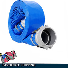 Discharge Hose 3"x 100FT PVC Lay Flat Hose Backwash Drain Hose w/ Clamps