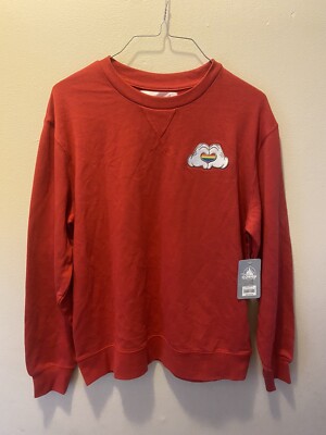 Disney Rainbow Collection Mickey Mouse Heart Hands Red Pullover Size M  Lgbtq