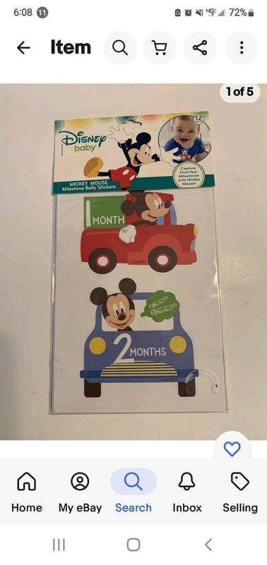 Disney Baby Mickey Mouse Truck Car First Year Milestone Belly Stickers  1-12
