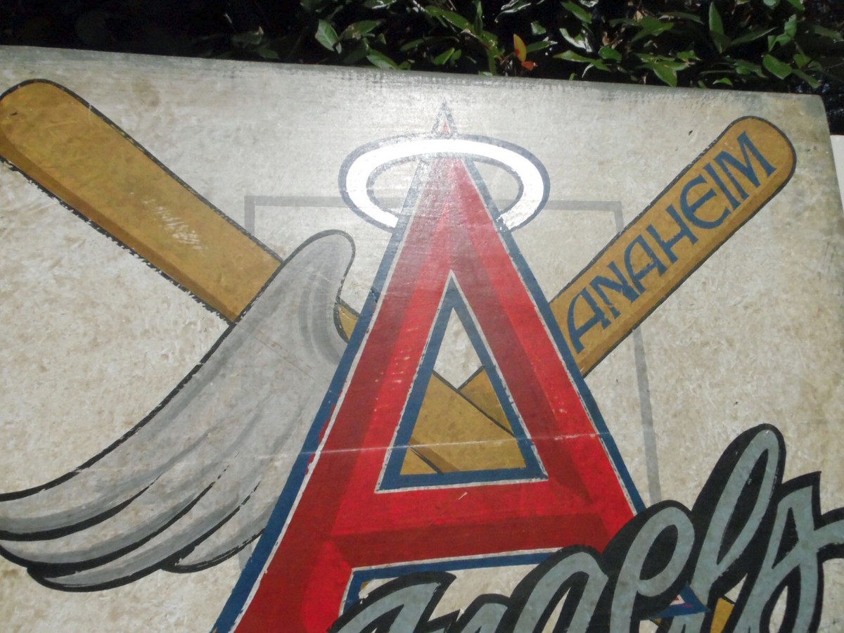 Anaheim Angels baseball sign ,hand painted ,wooden ORIGINAL sports