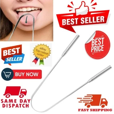 NASHNAL Tongue Cleaner Scraper Oral Hygiene Dental Care 2x Stainless Steel & Travel Box