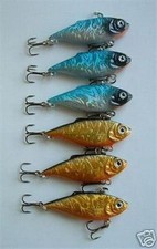 6 NEW Vibrating Fishing Crankbait Lure Lot Bait 2.5" treble hooks 0.2 oz