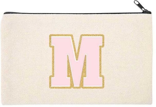 Personalized Initial Pink Mascot Canvas Bag for Make up Pouch Bridal Gift - Picture 18 of 31