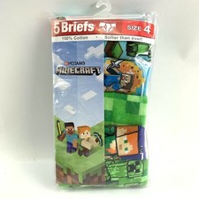 Minecraft Boys 5 Pack 100 Cotton Character Print Briefs Size 4