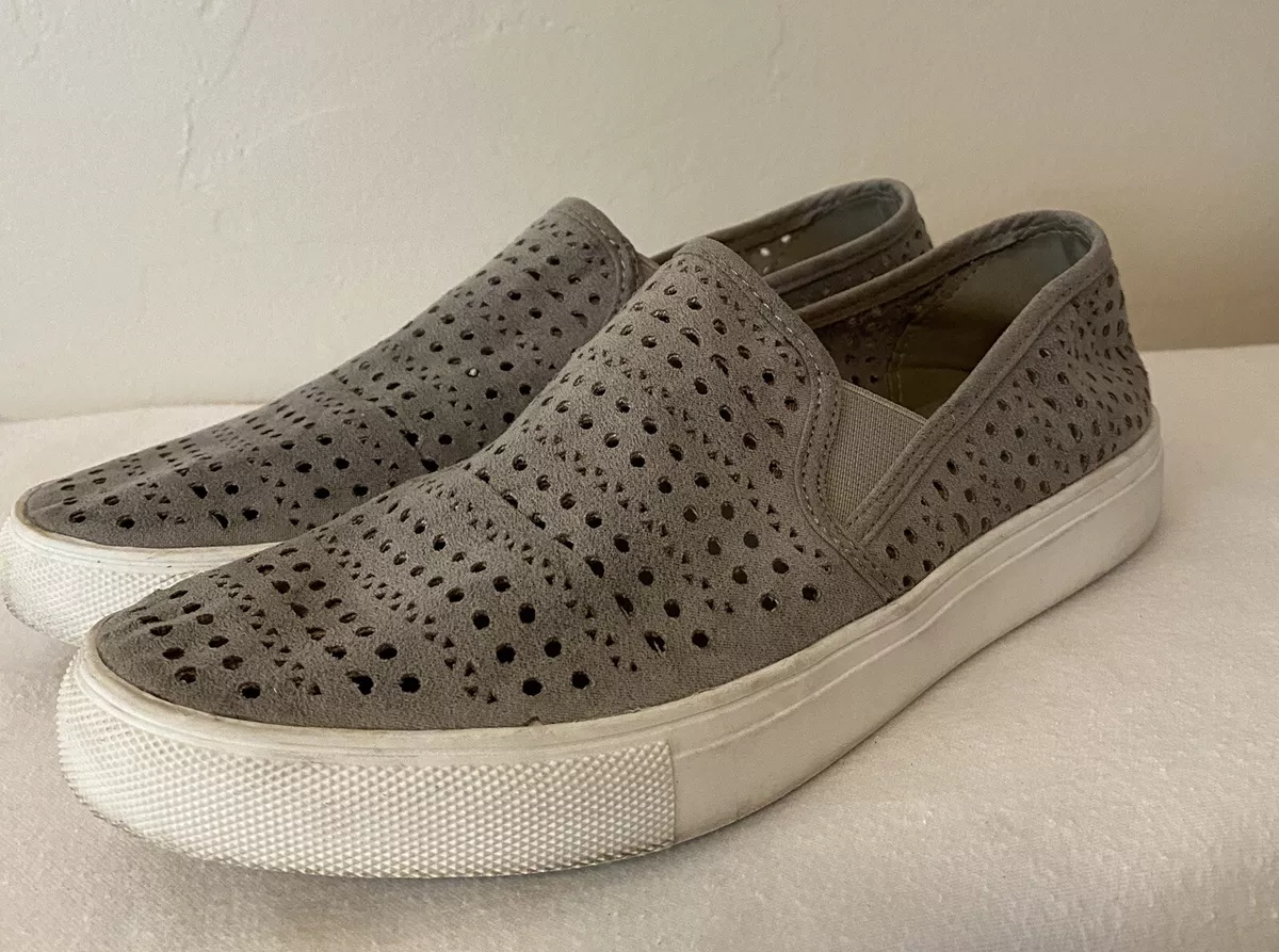 Gray perforated deals slip on sneakers