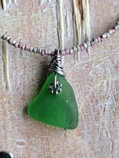 Sea Glass Necklace Necklace Bright Green Dainty Sweet Girl Woman teen Hawaii