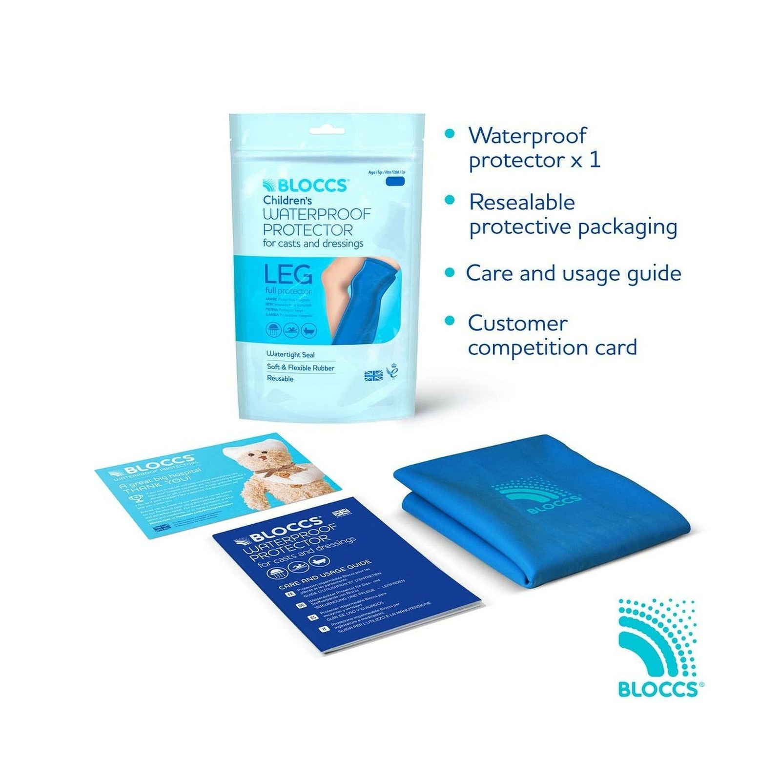 Bloccs Waterproof Cast Shower Cover Leg CFL77M Child Full Leg