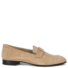 71106 auth HERMES beige suede PARIS Loafers Flats Shoes 37.5