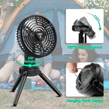 Portable Camping Fan with Lights, 3 Lighting Modes Battery Fan with 4 Speeds