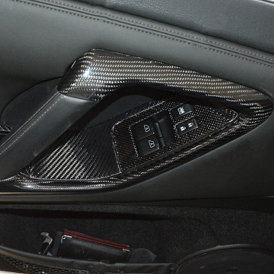 Cubierta de manija de puerta interior de fibra de carbono seca real para Nissan GT-R R35 08-16 Foto 4 de 4