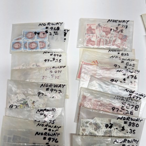 Norway Stamp Lot Vintage 80 Sleeves Bags Random Unsearched Many, Many Stamps! - Picture 4 of 12