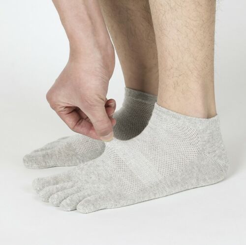 6 Paar tief geschnittene fünf Finger Zehenpartie Netz Sport gekämmte Baumwolle Knöchelsocken für Herren 7-11 10-13 - Bild 5 von 13