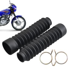 2x Botas Horquilla Goma Delantera Motocicletas Negras Amortiguador Cubierta Antipolvo