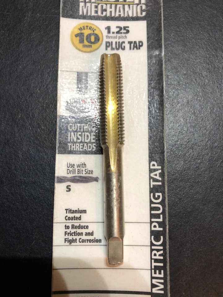 Master Mechanic 10mm X 1.25 Thread Pitch Plug Tap, #789372, Titanium Coated - Image 2 of 4
