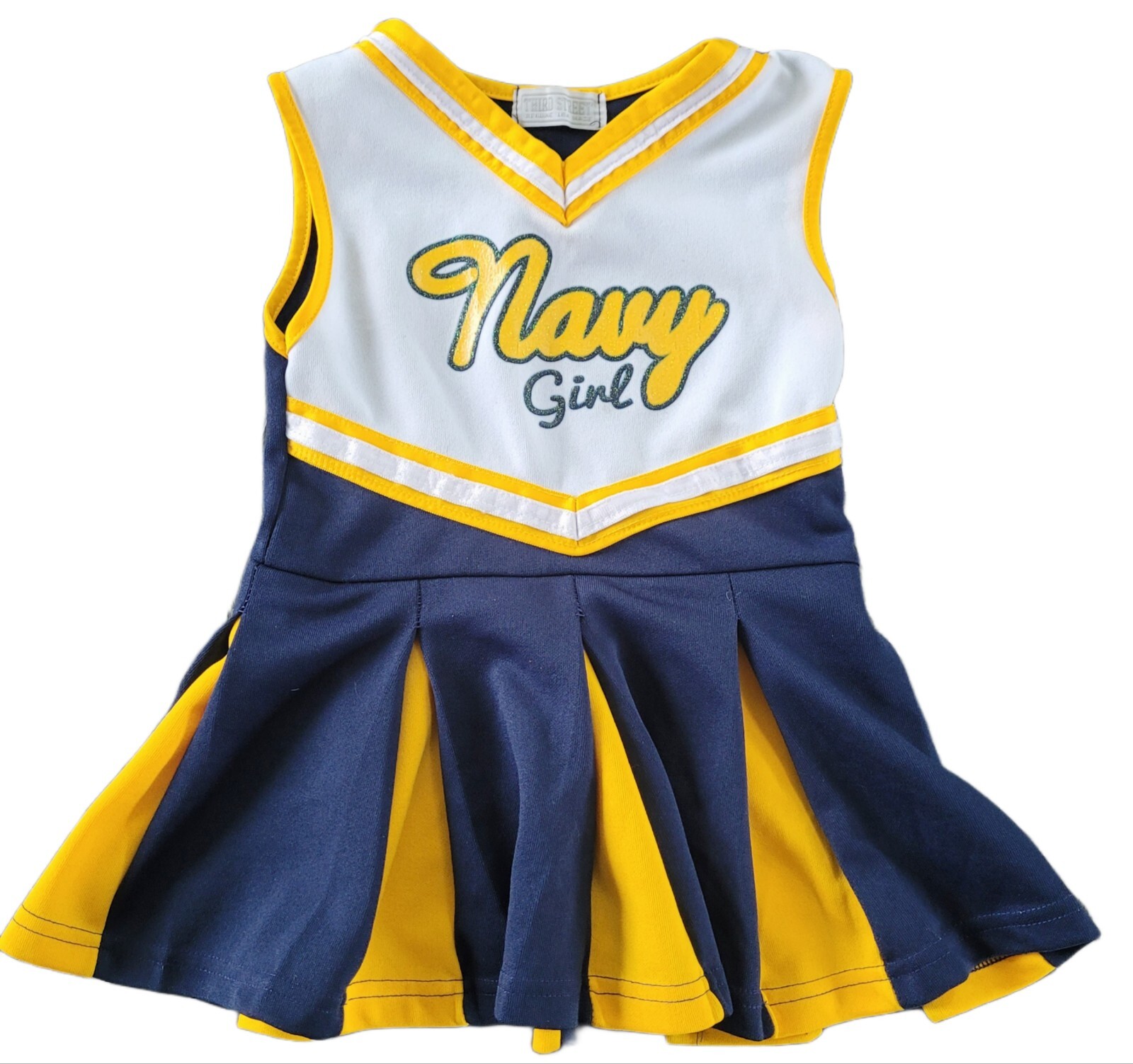 Third Street U.S. Navy Toddler Girl Cheerleader Outfit Blue & Gold Made
