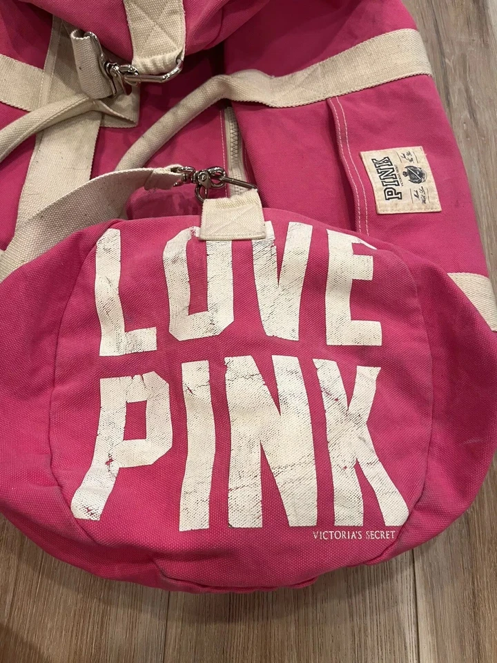 Victoria's Secret PINK Large Duffel Bag Y2K Canvas Travel Large - Image 3 of 4