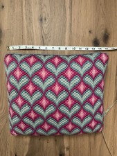 Vintage crochet throw pillow 60's70's retro mod boho hippie pink blue hearts