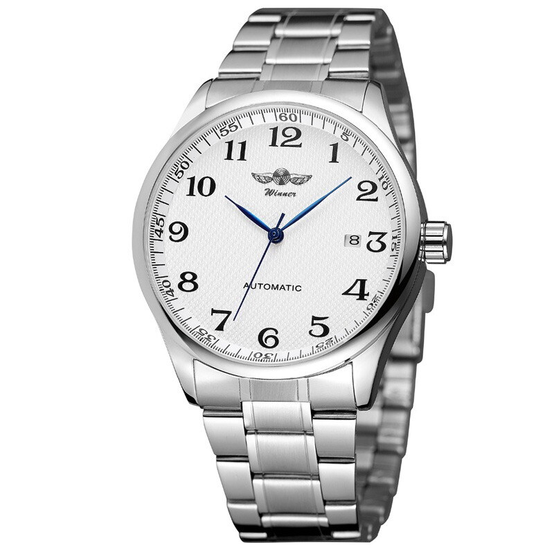 Casual Mens Automatic Mechanical Watch Leather&Stainless Strap