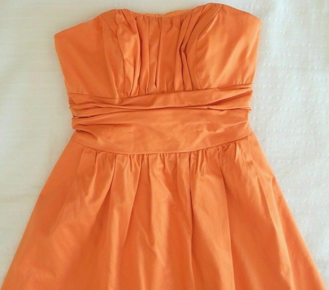 david's bridal orange dress David's Bridal cotton orange strapless dress