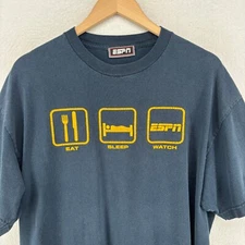 ESPN Shirt Mens XL Eat Sleep Watch Television Sports Network Short Sleeve Blue
