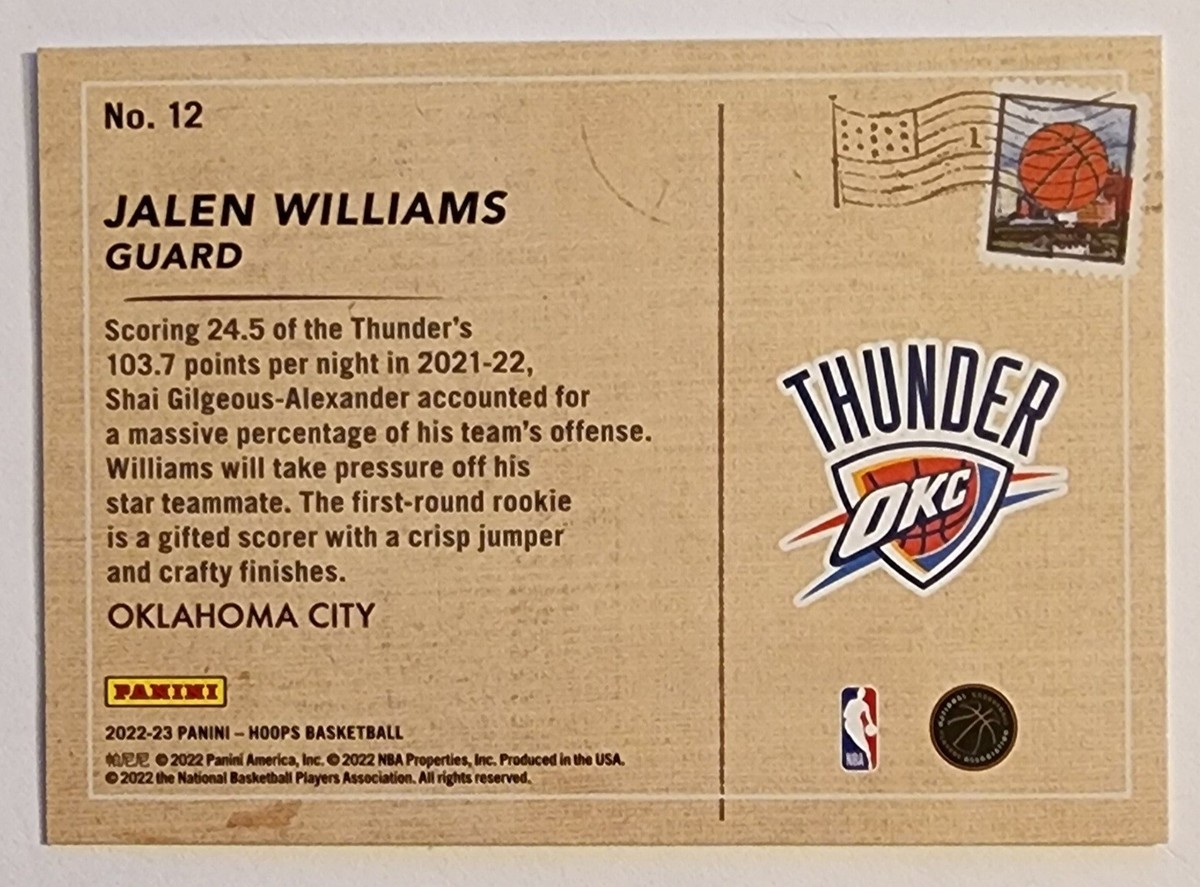 2022-23 NBA HOOPS Rookie Greetings Jalen Williams Rookie Oklahoma 
