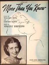 Edward Eliscu Signed Sheet Music - More Than You Know - Oversized