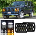 For Jeep Cherokee XJ 1984-2001 New 5x7" 7x6 LED Headlights With DRL Hi/Lo Beam