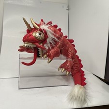 FOLKMANIS Red Dragon Finger Puppet 21" Red  Gold Chinese Retired Plush RARE