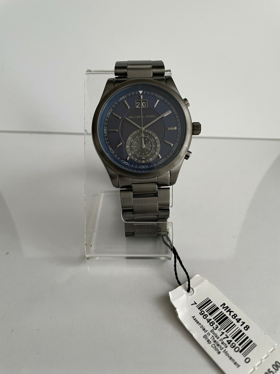 Michael Kors MK8418 Men's Aiden Chronograph Blue Dial Gunmetal