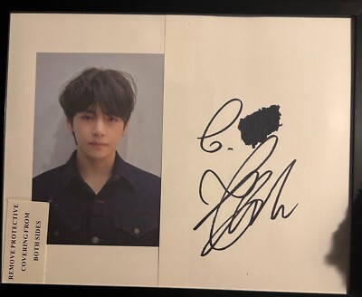 BTS K Pop Taehyung V signed from love yourself tear album  Framed photograph.