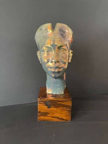 Grande céramique tête indochinois grès flammé Art Déco Indochine 1930 - 1940 - Photo 3/21