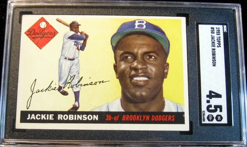 1955 Topps 50 Jackie Robinson HOF.  SGC 4 .5 VGEX+ w/ clear image.  (TX6480).