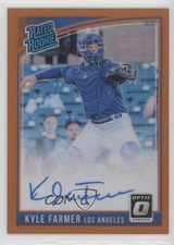 2018 Panini Donruss Optic Orange Prizm 41/60 Kyle Farmer #RRS-KF Auto 0b2